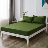 3 Pcs Fitted Sheet With 2 Pillow Case Green